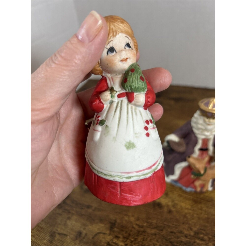 Vintage Christmas Ceramic Bell Lot Jasco Nativity Caroler Figurines Set of 5 - Picture 10 of 15
